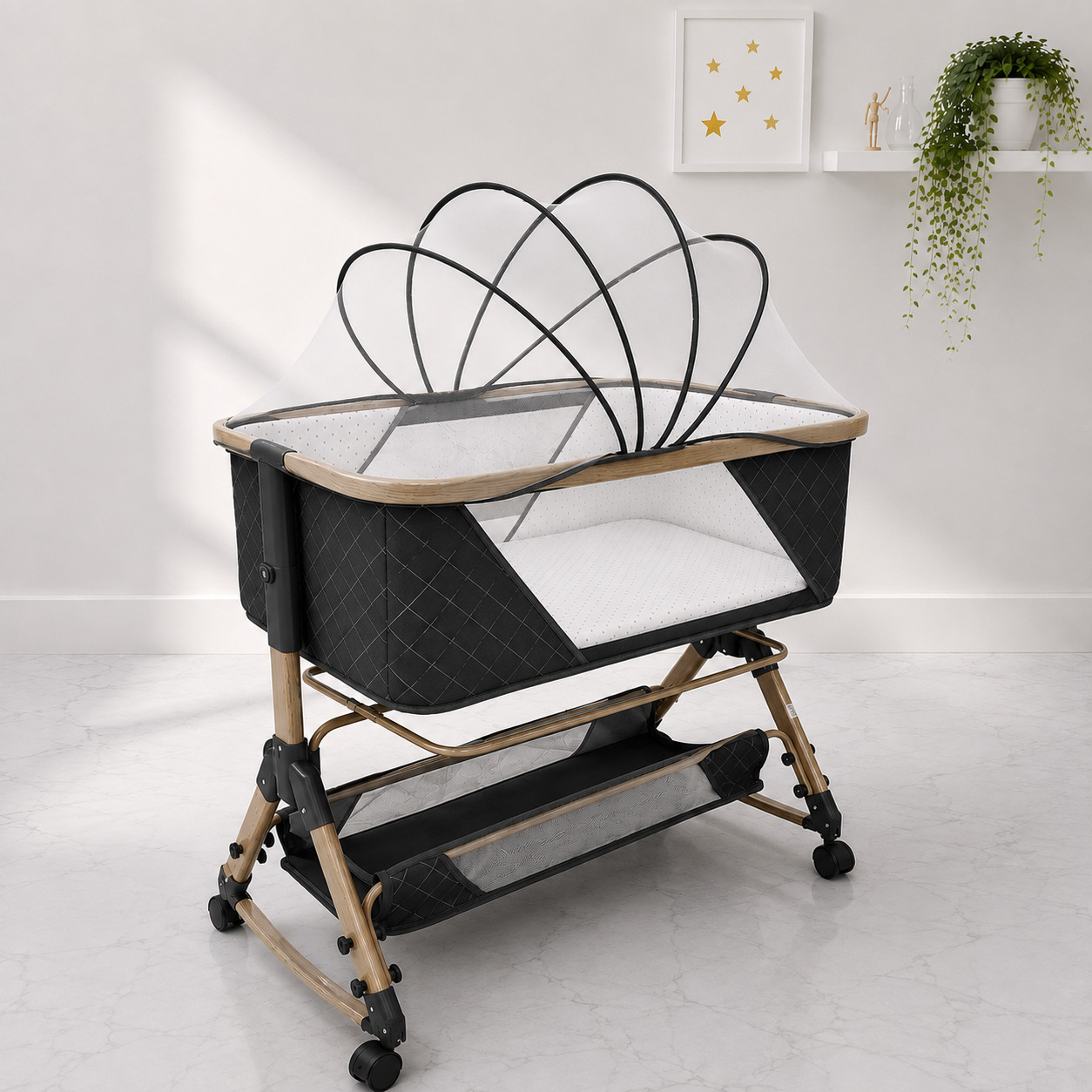 تخت الأطفال الفاخر الملكي iBaby Z3 – مساحة أكبر، هيكل مخشب أنيق - الصورة 2