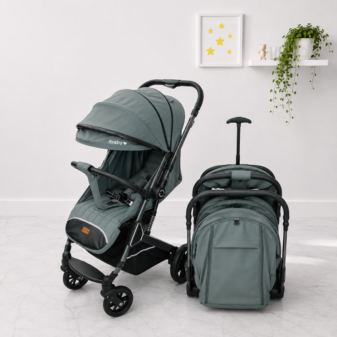 عربة الأطفال الفاخرة iBaby T7 – يد باتجاهين، نظام جر السفر (Trolley)، وراحة متكاملة - الصورة 3
